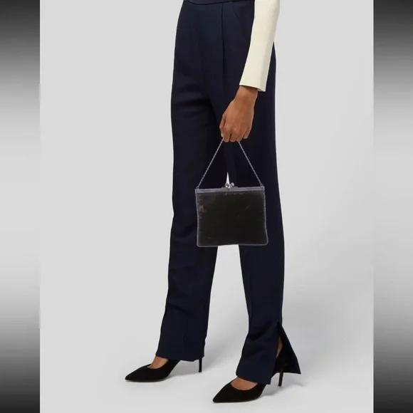 PRADA Velvet Clutch Purse Chain Strap Tulip Kiss Lock: Deep Purple Small - Picture 16 of 17